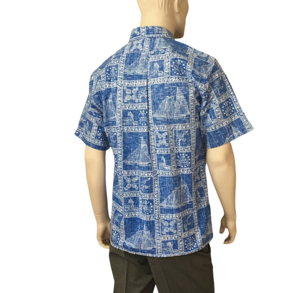 REYN Spooner Authentic Vintage Hawaiian Shirt Top Tiki Nautical Theme NWOT - Picture 3 of 11